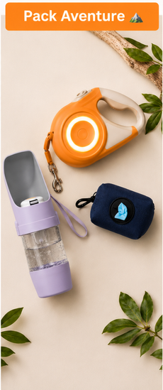 Kit Balade Été Pawtrail™ — Gourde, Laisse LED & Distributeur de Sacs pour Chien