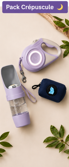 Kit Balade Été Pawtrail™ — Gourde, Laisse LED & Distributeur de Sacs pour Chien