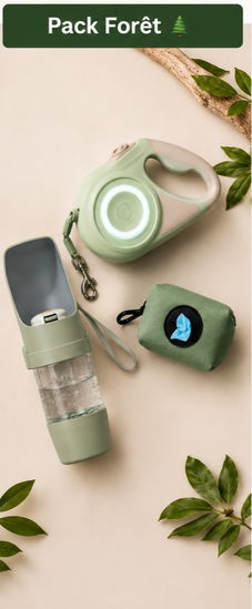 Kit Balade Été Pawtrail™ — Gourde, Laisse LED & Distributeur de Sacs pour Chien