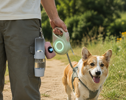 Kit Balade Été Pawtrail™ — Gourde, Laisse LED & Distributeur de Sacs pour Chien